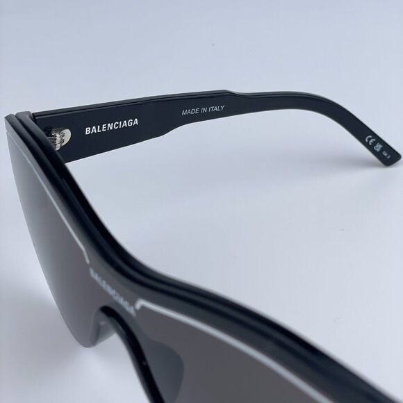 NEW Balenciaga BB0004S 001 Black Grey Shield Unisex Sunglasses - Picture 12 of 13